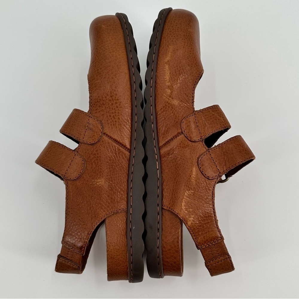 BORN Handcrafted Leather Brown Comfort Double Strap Loafers Mules Size 9M - Picture 11 of 16